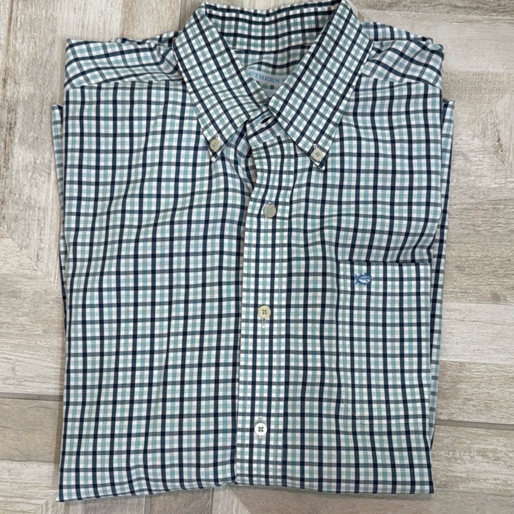 Men's Southen Tide Classic Fit Blue Checkered Shirt